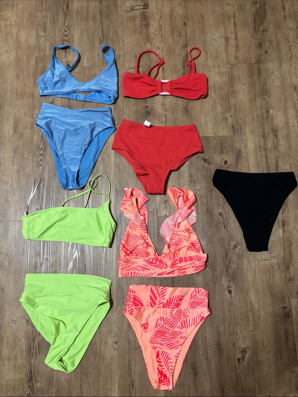 aerie Mix & Match Bikini Set - Blue, Red, Lime, Coral, Black